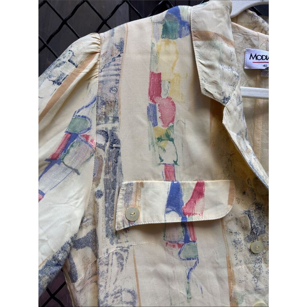 🎀Vintage🎀Modena Butter Yellow Short-Sleeve Button-Front Shirt Dress Size 10 - Picture 5 of 9